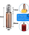 All Metal Bi Metal Heatbreak Copper Titanium TC4 Throat For High Temperature 3D Printing Upgrade, dimensions shown and components