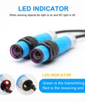 Budget Friendly M18 Through Beam Photoelectric Proximity Switch Sensor PE18 for safety equipment showing LED indicators