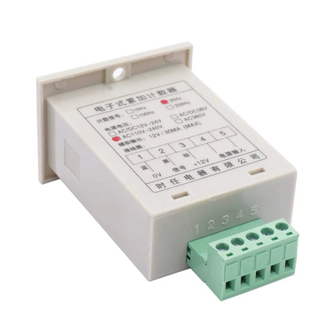 Led Auto Display Digital Counter 0-999999 With Hall Proximity Sensor 10mm Detection Distance NPN Normally Open Output 110-240V AC Power Six Digit Counter With Holder Included For DIY Automation Projects, white plastic module