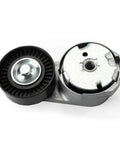 Heavy Duty Serpentine Drive Belt Tensioner Pulley Kit Fits Dodge Ram 1500 3.6L V6 Engine Automatic Adjustment Stops Squealing Slipping Keeps Ride Smooth Reliable For Long Distances No Hassle On The Road Today, metal pulley close-up