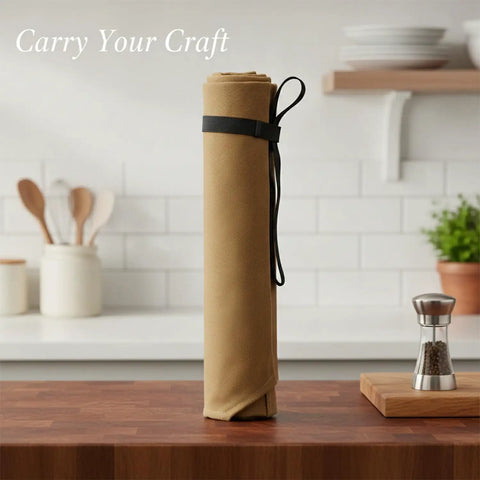 Canvas Knife Roll With Handle Portable Chef Tool Organizer For Travel Camping And Picnics Durable Knife Case for kitchen gear