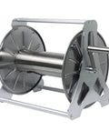Heavy Duty Stainless Steel Garden Hose Reel With Smooth Rollup Crank displaying a sturdy design for easy hose storage.