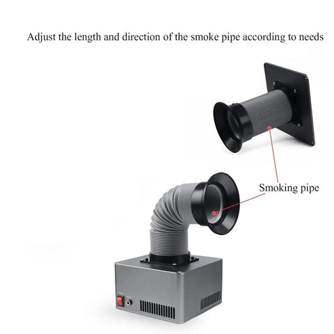 Heavy Duty Welding Fume Extractor Featuring Triple Layer Cotton Filtration And Flexible Rotating Hose For Crisp Shop Airflow At Your Soldering Station Setup. Adjustable smoke pipe for optimal direction.