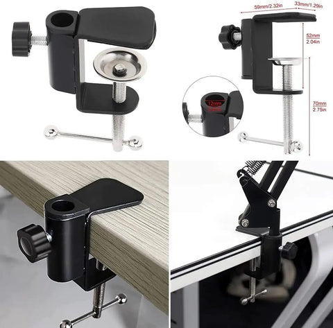 Close-up of clamps for 2 In 1 Clamp And Desk Magnifier Lamp With Dimmable LED Light Swivel Arm And 3 Color Modes for secure mounting.