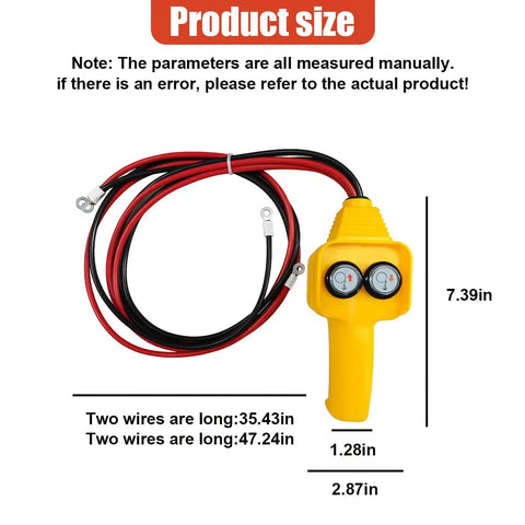 Beefy 12V Winch Controller Push Button Switch For Handheld Wired Remote Replacement Fits 1500Lbs To 4500Lbs Pulling Winches Easy Retract And Release Durable Yellow, 7.39in x 2.87in with 35.43in and 47.24in cables
