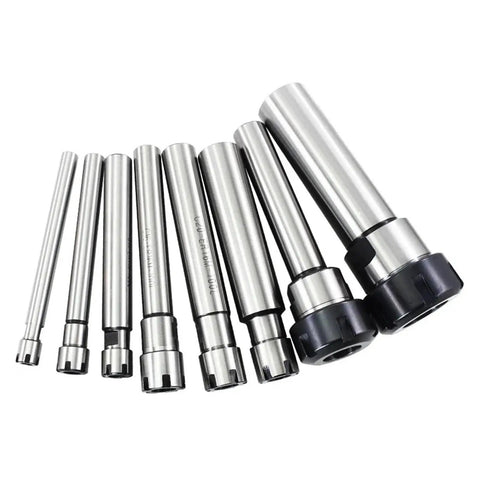 Set of Solid ER Extension Rod Collet Chucks for CNC Milling and Lathe Tools, high-speed rotation, metal construction.