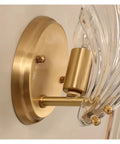 Crystal Wall Lights Living Room Bedroom Lamp Sconces Lighting - Shell Copper Light Fixture Corridor Decoration T-155 close-up of brass base and glass shade.