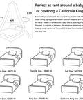 Diagram showing Ultra Fine Dome Mosquito Net Bed Canopy for Kids and Adults Ceiling Mounted White Princess Style Net Tent 300 Mesh