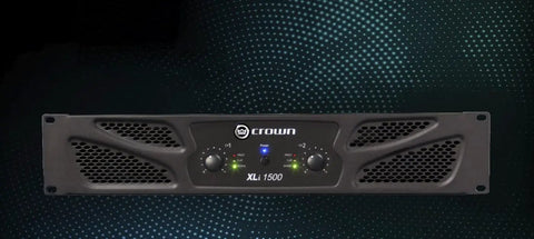 XLi1500 Two Channel Power Amplifier 900 Watt Bridged 8 Ohm Pro DJ PA Stage Amplifier Black front panel with Crown logo and vents