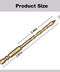 Product size diagram of 1/4 Inch Masonry Drill Bit from 5 Pack With Carbide Tips for concrete, tile, wood, and glass projects.