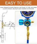 Two Pack Quick Connect AC Valve Core Adapter Tee With One Quarter Inch Brass Fitting shown with user-friendly design and swivel connector.