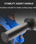 Close-up of stability assist handle on Cordless Hydraulic Cable Cutter With LED Display And Battery, accessory for steady cutting.