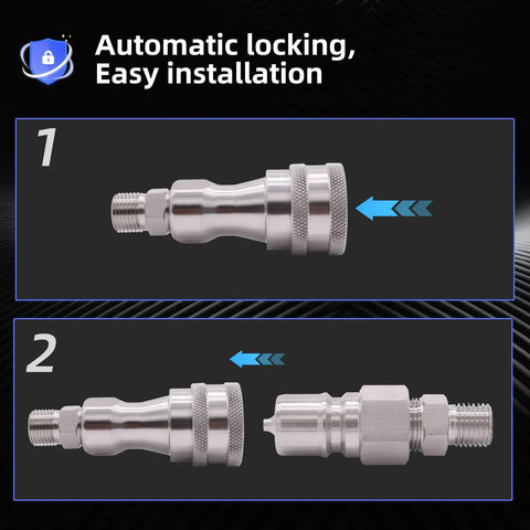 Two Pack M14 to M16 Heavy Duty Hydraulic Quick Connect Adapters for AGT Mini Excavator Hose M14 Female to M16 Male Metric Fittings