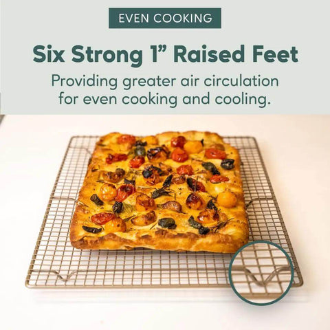 Square cooling rack with bread, Heavy Duty Stainless Steel Cooling Racks Set Of 2 For Half Sheet Pans, Oven Safe, tight wire, one inch height