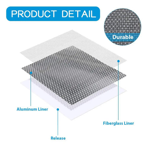 Heavy Duty Drywall Patch Kit 20 Pack showing aluminum wall patches with fiber mesh and galvanized plate layers