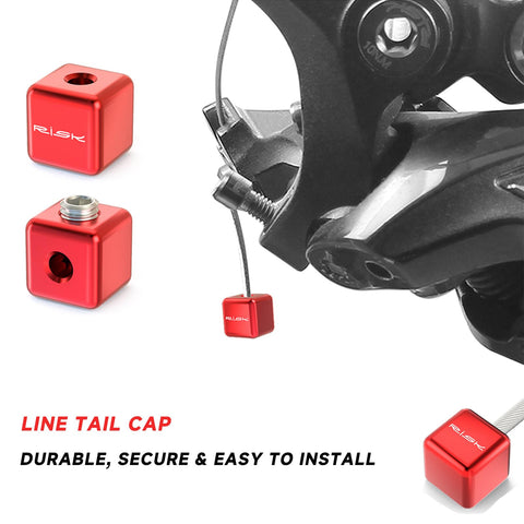 Alloy Bike Cable End Caps Set For Road And Mountain Bikes, Durable Crimps With Square Wire Tail Caps, Machine Screws And Hex Spanner, Secure Brakes And Smooth Shifting