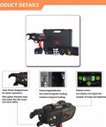 Heavy-Duty Rebar Tying Machine With Battery And Charger for Steel Ironing 4-45mm Bars, includes battery, wire spools, and tool case.