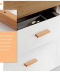 Slick Beech Wood Cabinet Pulls Set Of 4 With 96mm Hole Spacing Drawer Handles for wardrobe doors, lacquer finish, easy install.