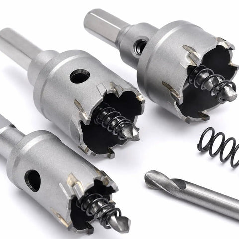 Heavy Duty Carbide Hole Saw Kit For Metal With Tct Inserts And Pilot Bits Covers 20-40mm Range Perfect Stainless Steel Iron Plate Aluminum Alloy Jobs, 6-piece set