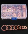 Copper Washers Assortment Kit With 100 Flat Gaskets In M4 M5 M6 M8 M10 M12 M14 For Cars Boats Plumbing And DIY Projects kit open