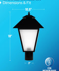 Outdoor Post Light Fixture Fits 3 Inch Lamp Posts With E26 Base Waterproof Lantern Anti Rust Durable Yard Pathway Driveway Black