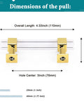 10 Pack 3 Inch Center To Center Cabinet Handles With Clear Acrylic Square Tube And Gold Finish Zinc Alloy Base With Dimensions