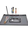 Heavy Duty Silicone Welding Work Mat With Massive Workspace For Soldering And Heat Resistance Pro Level Table Pad with tools and smartphone parts