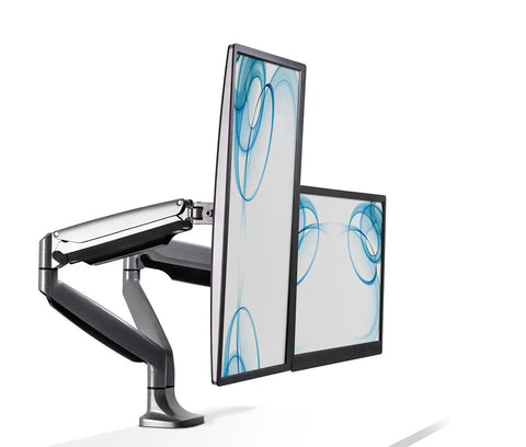 Prime Desktop Real Estate Upgrade Featuring Smooth Gas Spring Articulation Fits Up To 32 Inch Vesa 75 100 Displays with dual monitor setup.