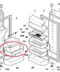 Diagram highlighting Door Shelf Bin 242071301 Replacement For Frigidaire Refrigerator Exact Fit For Select Models