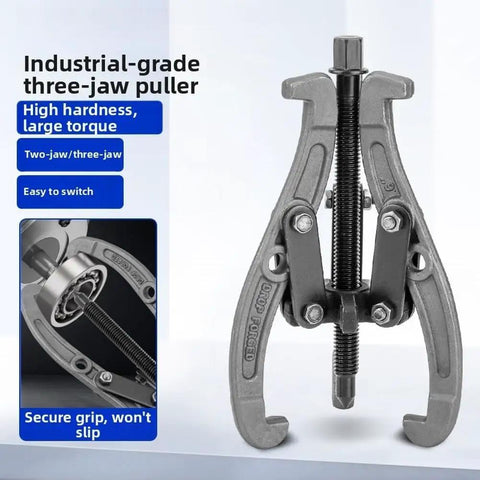 Bad Ass 28 Ton Bearing Puller Set Featuring 3 To 28 Inch Adjustable Jaw Tool For Serious Gear Removal And Pulley Work Made Of Heavy Steel With Max Traction To Rip Out Stubborn Bearings Without Damaging Neighbors During Tough Disassembly Jobs, three-jaw puller