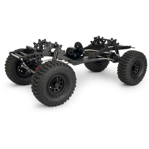 Side view of Beefy Carbon Fiber LCG Chassis Kit With 3mm Rails 8mm Delrin Skid Plate And CMS Servo Panhard Mount for 1/10 RC crawlers.