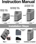 4-piece anti-vibration pads for washing machine, gray plastic, with installation steps diagram