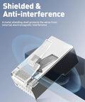 Shielded Cat6 RJ45 Connectors With Modular Plugs For Solid Or Stranded Ethernet Cable FTP STP, Handles 24 To 26 AWG, Up To 6.1 Millimeter