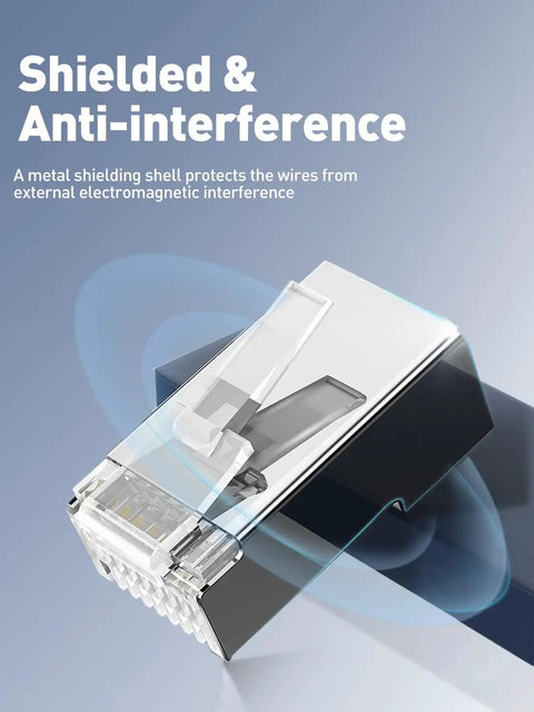 Shielded Cat6 RJ45 Connectors With Modular Plugs For Solid Or Stranded Ethernet Cable FTP STP, Handles 24 To 26 AWG, Up To 6.1 Millimeter