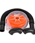 Low Profile Dust Separator Pro Grade For Your Shop Vacuums With High Flow 90 Degree Sweep Elbows And Connection Hose Fits Standard 5 Gallon Buckets Made In USA with clear and orange design