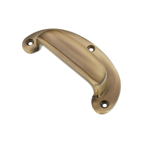 Antique Brass Cup Pull Handle With Ergonomic Grip For Cabinets Drawers Wardrobes And Kitchen Cupboards Traditional Cupboard Hardware