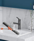 All Purpose 18 Inch Heavy Duty Floor Squeegee With Wear Resistant Rubber Blade And 62 Inch Long Stainless Steel Handle in use