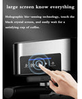 Kickass Semi Automatic Espresso Machine With 20 Bar Pump And Italian Style Frothing Wand For Hella Creamy Cappuccinos Featuring 1.6L Removable Water Tank touch panel with holographic screen.