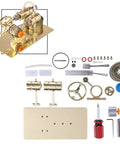 Stirling Engine Kit DIY Assembly Hands On Generator Model For Physical Experiments Premium Metal Build With Golden Finish Easy To Assemble Educational Toy For Makers And Students, gold parts laid out