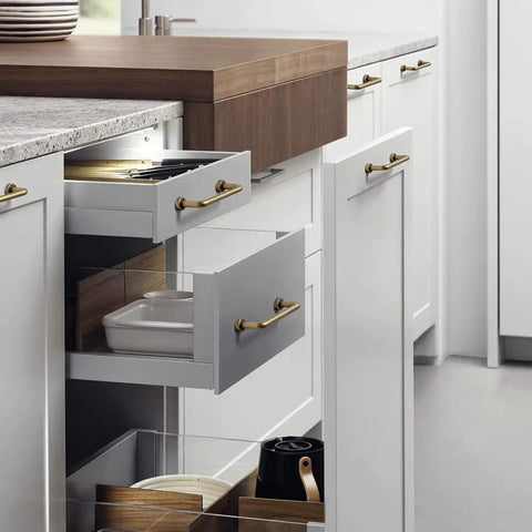Kitchen cabinets with Five Inch Center To Center Warm Champagne Bronze Modern Cabinet Pulls In Brushed Zinc Alloy
