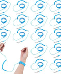 Sixteen Pack Anti Static Wrist Straps With Ground Wire and Adjustable Cords in blue, shown with a hand demonstrating use.