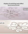 Dope Modern LED Flush Mount Ceiling Light 55W Five Petal Metal Flower Chandelier with Acrylic Diffuser on and off display
