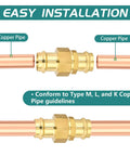 50 Pack 1 Inch Copper Press Union Coupling Fittings Lead Free Brass Plug And Play Solderless Water Pipe Connectors For Smooth Diy Home Renovation Projects And Quick Water Line Repairs with copper pipes and coupling.