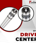 Findmall 2MT wood lathe drive center with 5/8in shank; front and close-up views of toothed steel tip