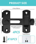 Four Pack Black Stainless Steel Sliding Barn Door Latches Featuring A 180 Degree Flip Bolt Setup And Hella Smooth Corrosion Resistant Coating for 2.75in size.