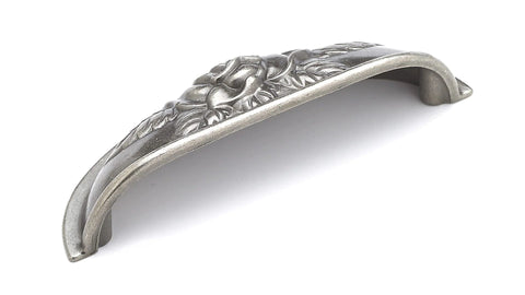 Provence Collection Center To Center 3.75 Inch Pewter Traditional Cabinet And Drawer Pull Handle floral design side view