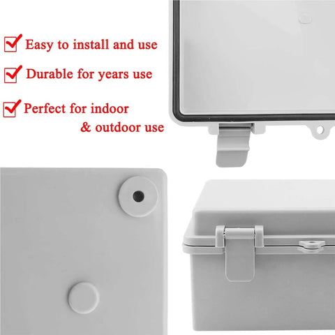 IP65 Weatherproof ABS Junction Box with lock, dustproof waterproof electrical enclosure for outdoor projects, corner view