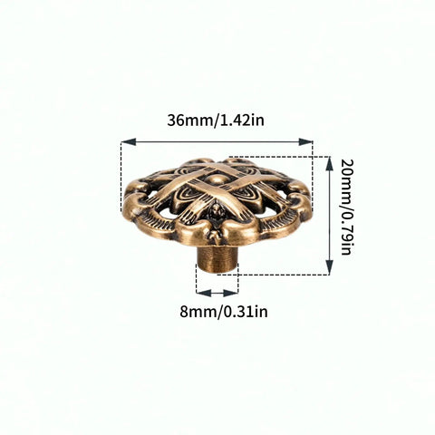 Vintage Round Drawer Knob Set In Oil Rubbed Bronze For Dresser Wardrobe Cupboard And Kitchen Cabinets, 1.42 inch, top view