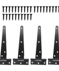 Heavy Duty 6 Inch T Strap Door Hinges 4 Pack Tee Shed Gate Hinges For Wooden Doors And Cabinets Black Finish Strong Steel Construction