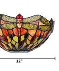 Dragonfly Tiffany Style Wall Sconce In Dark Bronze Dope Multicolor Glass 12 Inch Wide 1 Light Uplight Accent Lighting